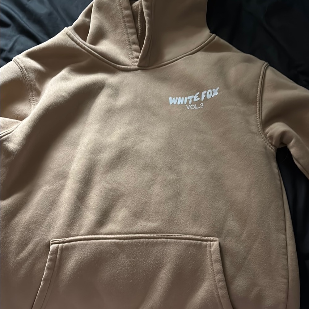 Fox Brown Hoodie Sweatshirt with High Collar and Soft Texture